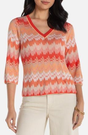 Liverpool L.A. Three Quarter Sleeve Sweater in Orangetanchevro at Nordstrom, Size X-Small