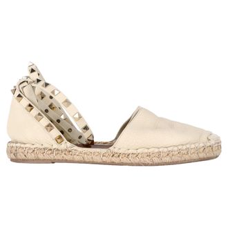 Valentino Valentino Rockstud Espadrille Ballerinas in Witte Lederen