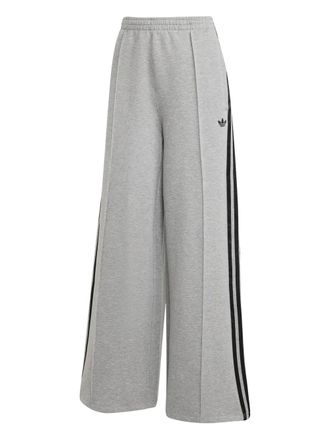 adidas logo-embroidery track pants - women - Cotton/Recycled Polyester - S - Grey