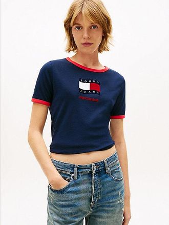 Tommy Hilfiger Wavy Flag Contrast Ringer T-Shirt