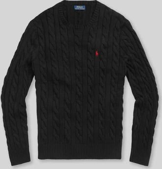 Polo Ralph Lauren Regular Fit Strickpullover aus reiner Baumwolle in BLACK, Gr&ouml;&szlig;e XXL