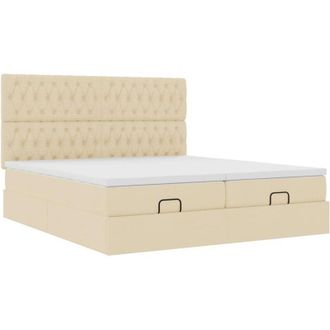 vidaXL Estructura De Cama Otomana Con Colchones Tela Crema 180x200cm Vidaxl