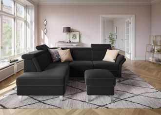 Sit&more Ecksofa »Vincenzo L-Form« inklusive Kopfteilverstellung, wahlweise mit Bettfunktion, Bettkasten