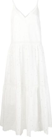 IVY OAK pointelle V-neck flared dress - women - Organic Cotton/Recycled Polyester/Organic Cotton - 34 - White