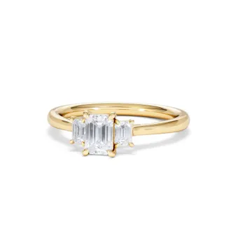 The Diamond Store Evoke 3 Stone Emerald Cut Lab Diamond Ring 0.50ct in 18K Gold Vermeil