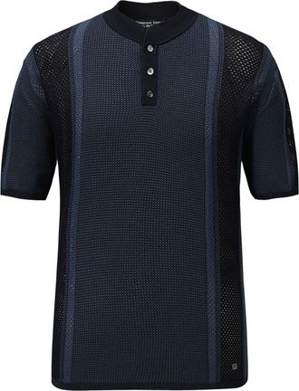 Shanghai Tang Tang open-knit cotton polo shirt - men - Cotton - 52 - Blue