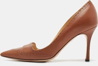 Manolo Blahnik Brown Leather Perforated Pumps