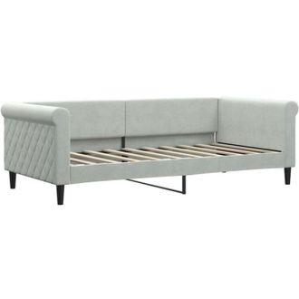 vidaXL Sof&aacute; Cama Sin Colch&oacute;n Terciopelo Gris Claro 90x190 Cm Vidaxl