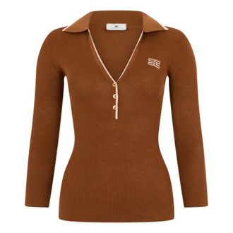 Elisabetta Franchi Dames, Truien, Bruin, Maat: XS Wol