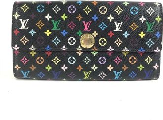 Louis Vuitton Black Monogram Multi-Color Noir Monogram Multicolore Long Wallet (Tri-Fold) (Pre-Owned)