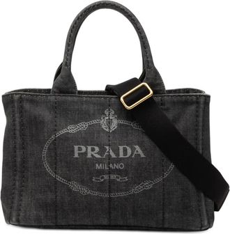 Prada Pre-owned Prada Small Denim Canapa Logo Satchel Unisex ARPWUAVWKC862999