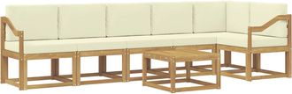 vidaXL Conjunto De Sof&aacute;s De Exterior 7 Uds. Blanco Y Crema Poli&eacute;ster Vidaxl