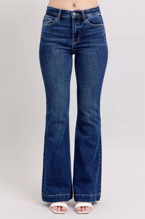 Judy Blue High Waist Trouser Flare Jeans In Medium Wash