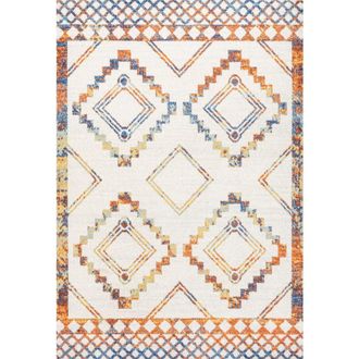 Jonathan Y Designs Amir Moroccan Beni Souk Area Rug in Ivory/blue/orange at Nordstrom, Size 3Ft 0In X 5Ft 0In