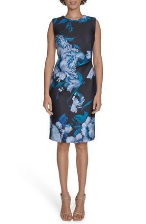 Calvin Klein Floral Sleeveless Sheath Dress in Dark Mallard Multi at Nordstrom Rack, Size 10