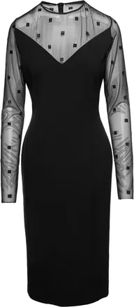 Givenchy Black LONG SLEEVE 4G TULLE DRESS