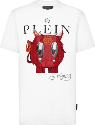 Philipp Plein T-Shirt Ronde Hals Lil Monsters Gang - Heren - T-shirts - Wit - 2XL - Katoen - Tops