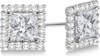 Allurez Square Diamond Earring Jackets Pave-Set 14k White Gold (0.50ct)
