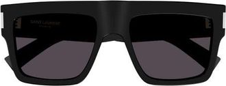 Saint Laurent 55mm Flat Top Sunglasses in Black at Nordstrom