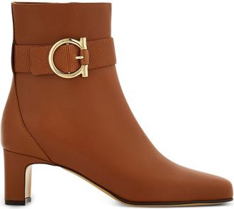 Ferragamo Gancini ankle boots - women - CALFSKIN/Lambskin/Bos Taurus - 10.5C - Brown