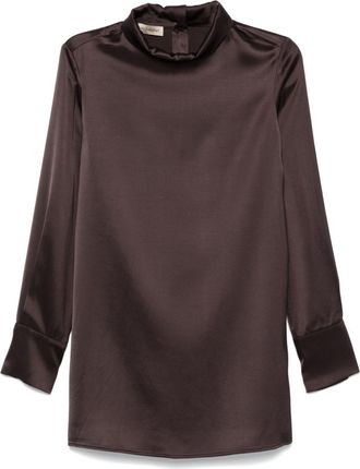 Gentryportofino satin shirt - women - Viscose/Wool - 38 - Brown