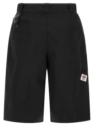Undercover Asymmetric-Stitched Cotton-Twill Bermuda Shorts - Black
