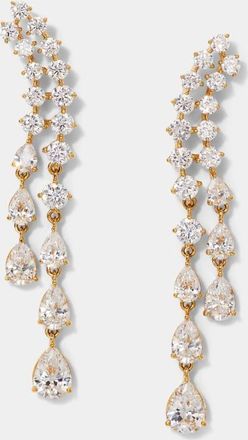 Nadri Willow CZ Double Drop Linear Post Climber Earrings in Gold at Nordstrom