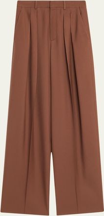 Saint Laurent Double-Pleated Straight-Leg Trousers