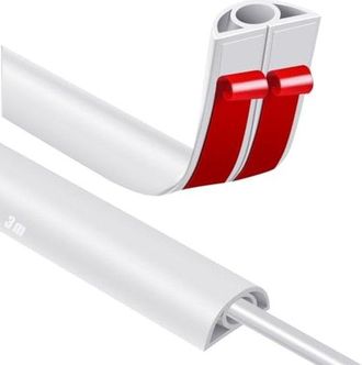 No Brand Canaleta Semicircular Para Cables De Suelo De 3 Metros - Puente Autoadhesivo Para Cables De Suelo - Canaleta Flexible De Pvc De 20 Mm De Ancho - Blanc