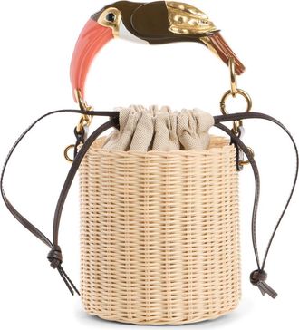 Chlo&eacute; Tropicus Wicker Bucket Bag in Hot Sand at Nordstrom