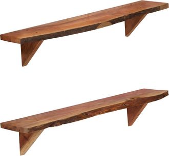 vidaXL Vidaxl - Estantes De Pared 2 Uds Madera Maciza De Acacia 90x20x18 Cm