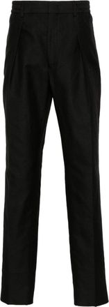 Fendi pleat-detail trousers - men - Hemp/Polyester/Cotton - 52 - Black