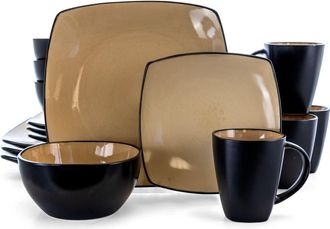 Gibson Home 16 pc Dinnerware, Taupe Square Shape in Beige at Nordstrom