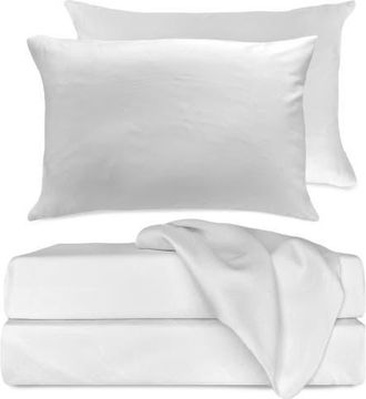 BedVoyage Cooling 100% Viscose Sheet Set - Soft, Breathable Comfort in White at Nordstrom, Size California King