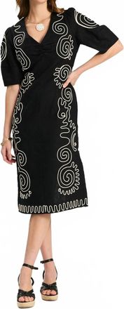 Tyler B&ouml;e Posie Linen Embroidered Midi Dress In Black