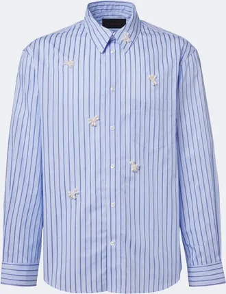 Simone Rocha Embellished striped cotton poplin shirt