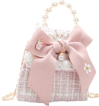 UPKOCH Fashion Mini Bowknot Crossbody Shoulder Bag for PU Messenger Bag with Pearl Detail Storage Purse for Phone Wallet Cosmetics Elegant Handbag