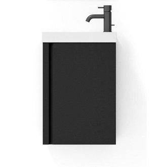 Saniclass Chaci Fonteinkastset - 40x55cm - 1 deur - mineraalmarmer fonteinwastafel - mat zwart