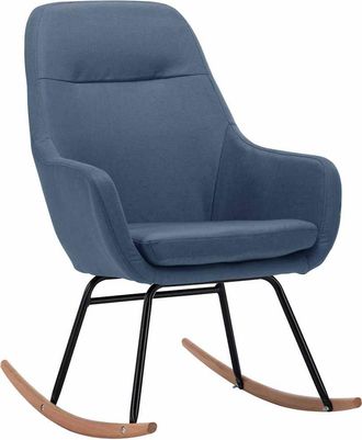 vidaXL Silla Mecedora De Tela Azul Vidaxl