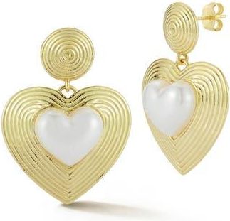 Chloe and Madison Faux Pearl Heart Drop Earrings in Gold at Nordstrom Rack