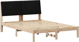 vidaXL Bed Frame with Headboard Black 140 x 200 cm Solid Pine Wood vidaXL