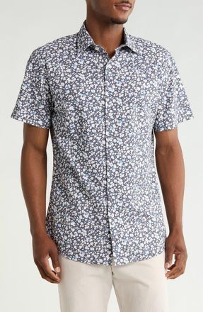 Rodd & Gunn Tory Channel Short Sleeve Cotton Button-Up Shirt in Twilight at Nordstrom Rack, Size Xx-Large