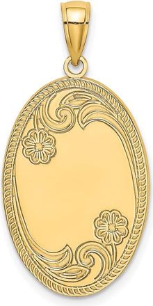 Diamond2Deal 14k Yellow Gold Floral Oval with Engravable Center Charm Pendant