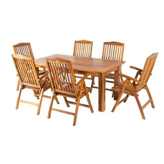 ED&Egrave;N JARD&Iacute; Conjunto 6 sillones reclinables y mesa extensible de teca 180-240 cm