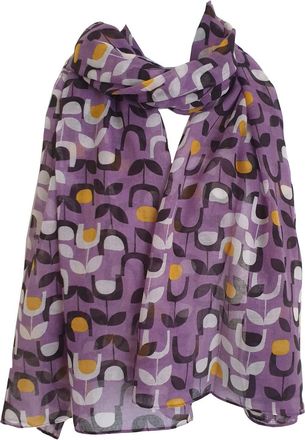 GlamLondon Womens Block Floral Print Scarf Retro Wrap (Purple)