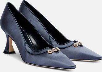 Manolo Blahnik Pumps Amala 70 in raso con cristalli