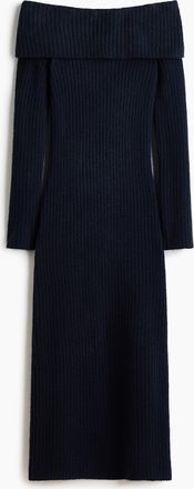 H&M Off-Shoulder-Kleid in Rippstrick - Blue