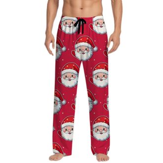 Generic Mens Christmas Print Pyjama Bottoms with Drawstring Loungepants with Pockets Mens Funny Pants Comfy Soft Nightwear LoungewearGifts for Men UK for Fami