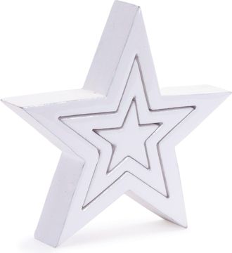 Melrose International Wood Triple Star Puzzle (Set of 2) - White