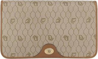 Dior Pre-owned Vintage Honeycomb chain Canvas Schoudertas - Dames - Vintage Clutch - Beige - ONE Size - Vintage
